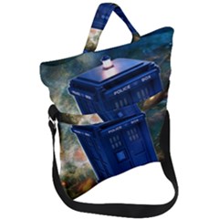 The Police Box Tardis Time Travel Device Used Doctor Who Fold Over Handle Tote Bag