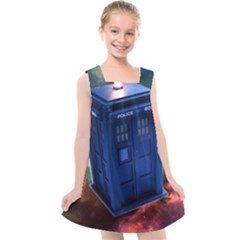 The Police Box Tardis Time Travel Device Used Doctor Who Kids  Cross Back Dress by Jancukart