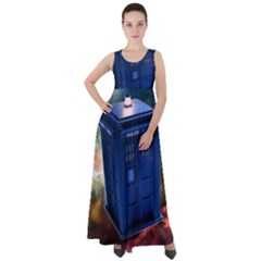 The Police Box Tardis Time Travel Device Used Doctor Who Empire Waist Velour Maxi Dress