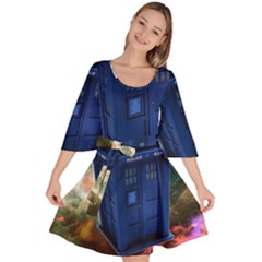 The Police Box Tardis Time Travel Device Used Doctor Who Velour Kimono Dress by Jancukart