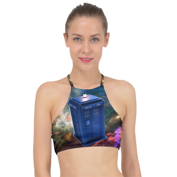 The Police Box Tardis Time Travel Device Used Doctor Who Racer Front Bikini Top