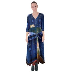 The Police Box Tardis Time Travel Device Used Doctor Who Button Up Maxi Dress