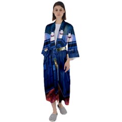 The Police Box Tardis Time Travel Device Used Doctor Who Maxi Satin Kimono by Jancukart