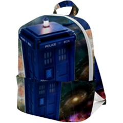 The Police Box Tardis Time Travel Device Used Doctor Who Zip Up Backpack by Jancukart