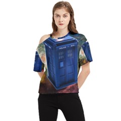 The Police Box Tardis Time Travel Device Used Doctor Who One Shoulder Cut Out Tee by Jancukart