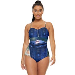 The Police Box Tardis Time Travel Device Used Doctor Who Retro Full Coverage Swimsuit by Jancukart