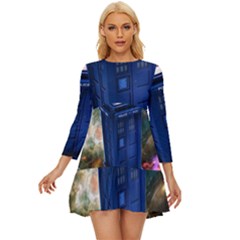 The Police Box Tardis Time Travel Device Used Doctor Who Long Sleeve Babydoll Dress