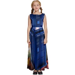 The Police Box Tardis Time Travel Device Used Doctor Who Kids  Satin Sleeveless Maxi Dress by Jancukart