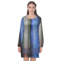 Vintage Collection Book Long Sleeve Chiffon Shift Dress 