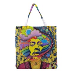 Psychedelic Rock Jimi Hendrix Grocery Tote Bag by Jancukart