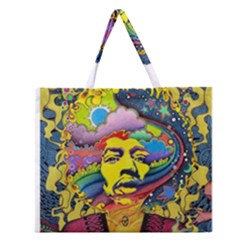 Psychedelic Rock Jimi Hendrix Zipper Large Tote Bag