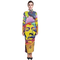 Psychedelic Rock Jimi Hendrix Turtleneck Maxi Dress by Jancukart