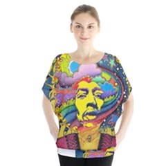 Psychedelic Rock Jimi Hendrix Batwing Chiffon Blouse