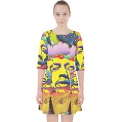 Psychedelic Rock Jimi Hendrix Quarter Sleeve Pocket Dress by Jancukart