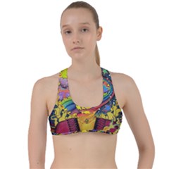 Psychedelic Rock Jimi Hendrix Criss Cross Racerback Sports Bra