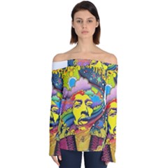 Psychedelic Rock Jimi Hendrix Off Shoulder Long Sleeve Top