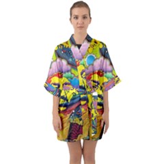 Psychedelic Rock Jimi Hendrix Half Sleeve Satin Kimono 