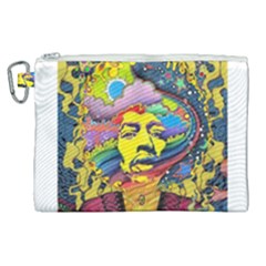 Psychedelic Rock Jimi Hendrix Canvas Cosmetic Bag (xl) by Jancukart