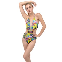 Psychedelic Rock Jimi Hendrix Plunging Cut Out Swimsuit