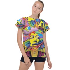 Psychedelic Rock Jimi Hendrix Ruffle Collar Chiffon Blouse