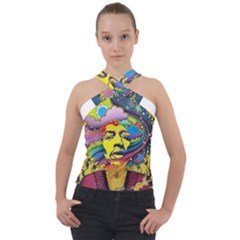 Psychedelic Rock Jimi Hendrix Cross Neck Velour Top by Jancukart