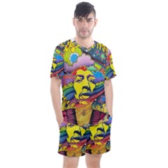 Psychedelic Rock Jimi Hendrix Men s Mesh Tee And Shorts Set