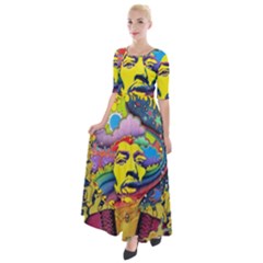 Psychedelic Rock Jimi Hendrix Half Sleeves Maxi Dress by Jancukart