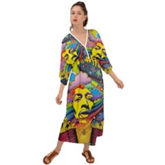 Psychedelic Rock Jimi Hendrix Grecian Style  Maxi Dress