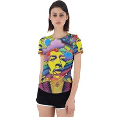 Psychedelic Rock Jimi Hendrix Back Cut Out Sport Tee by Jancukart