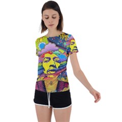 Psychedelic Rock Jimi Hendrix Back Circle Cutout Sports Tee