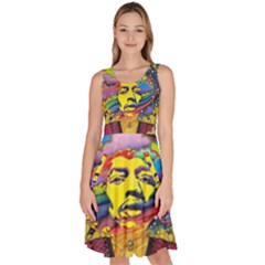 Psychedelic Rock Jimi Hendrix Knee Length Skater Dress With Pockets by Jancukart