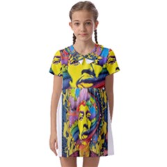 Psychedelic Rock Jimi Hendrix Kids  Asymmetric Collar Dress