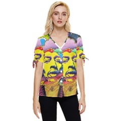 Psychedelic Rock Jimi Hendrix Bow Sleeve Button Up Top