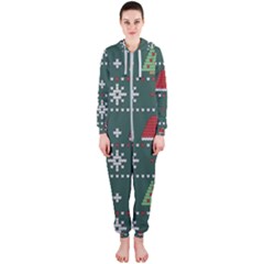 Beautiful Knitted Christmas Xmas Pattern Hooded Jumpsuit (ladies)