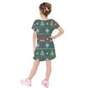 Beautiful Knitted Christmas Xmas Pattern Kids  Short Sleeve Velvet Dress View2