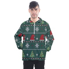 Beautiful Knitted Christmas Xmas Pattern Men s Half Zip Pullover