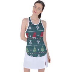 Beautiful Knitted Christmas Xmas Pattern Racer Back Mesh Tank Top by Jancukart