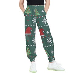 Beautiful Knitted Christmas Xmas Pattern Kids  Elastic Waist Pants by Jancukart