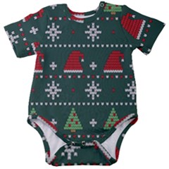 Beautiful Knitted Christmas Xmas Pattern Baby Short Sleeve Onesie Bodysuit by Jancukart