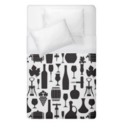 Wine Pattern Black White Duvet Cover (single Size) by Jancukart