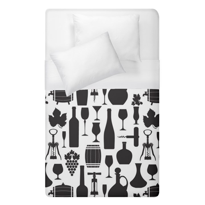 Wine Pattern Black White Duvet Cover (Single Size)