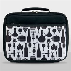 Wine Pattern Black White Lunch Bag by Jancukart