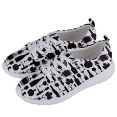 Wine Pattern Black White Women s Lightweight Sports Shoes by Jancukart