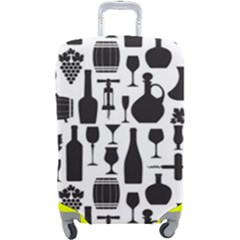 Wine Pattern Black White Luggage Cover (large) by Jancukart