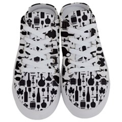 Wine Pattern Black White Half Slippers