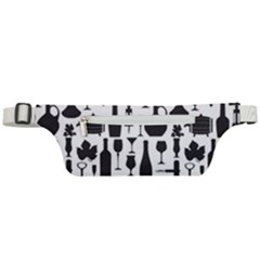 Wine Pattern Black White Active Waist Bag by Jancukart