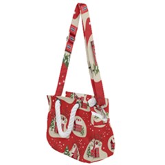 Christmas New Year Seamless Pattern Rope Handles Shoulder Strap Bag by Jancukart