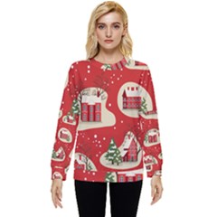 Christmas New Year Seamless Pattern Hidden Pocket Sweatshirt