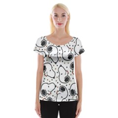 Dog Pattern Cap Sleeve Top