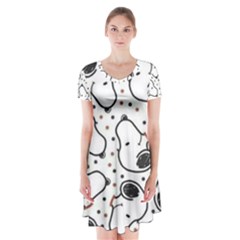 Dog Pattern Short Sleeve V-neck Flare Dress